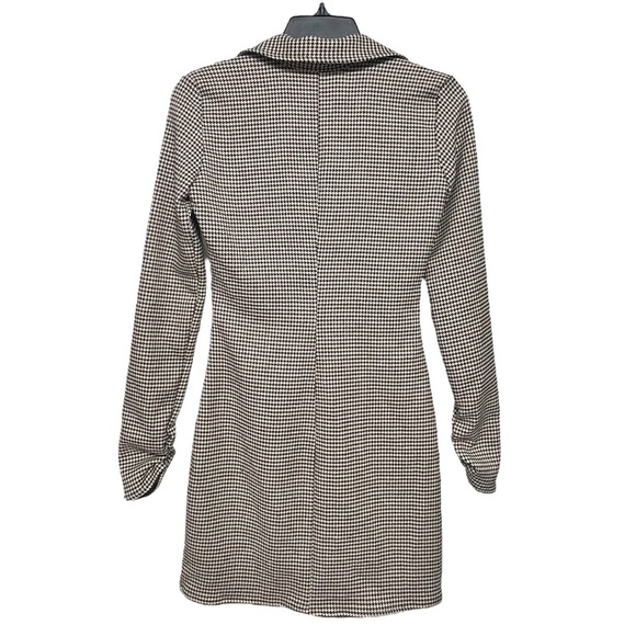 ZARA Ruched Houndstooth Button Front Mini Dress XS - Picture 5 of 9